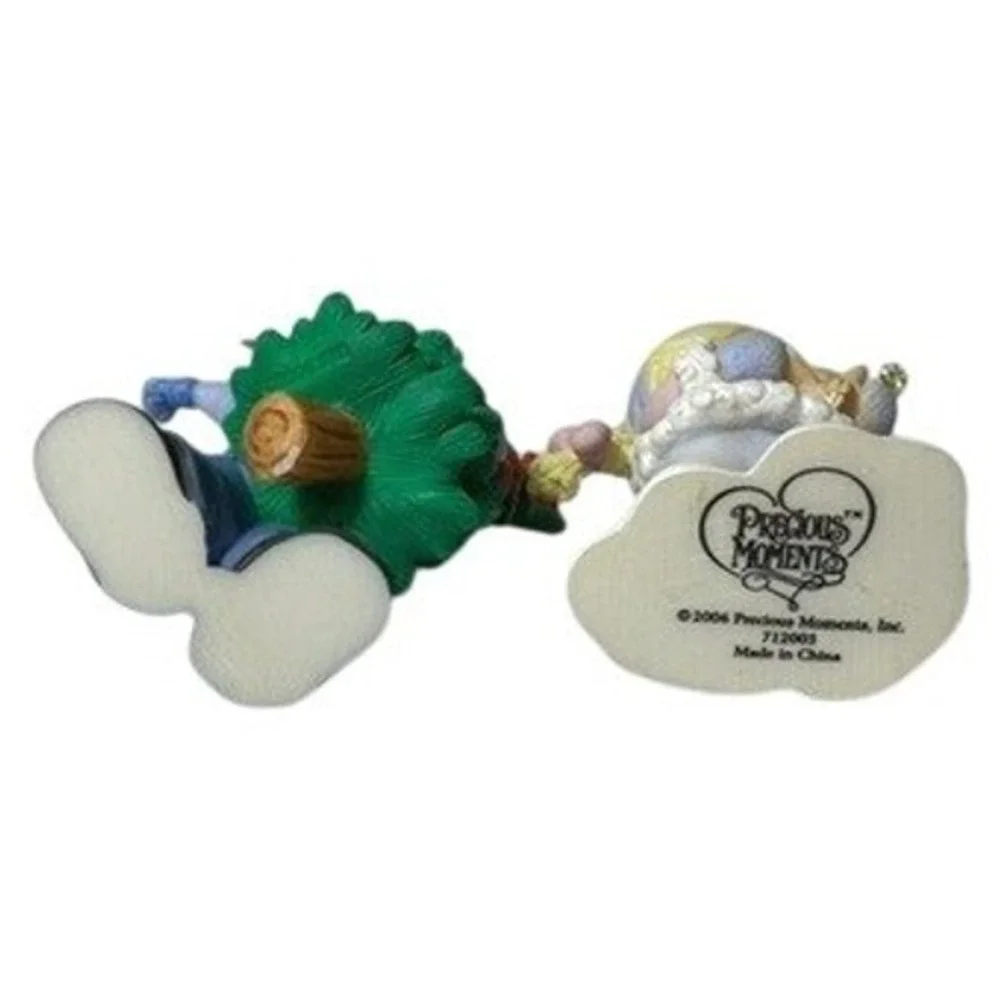 Precious Moments Christmas Ornaments 2pc 712003 Boy Girl Red Bird Kitten‎ Tree